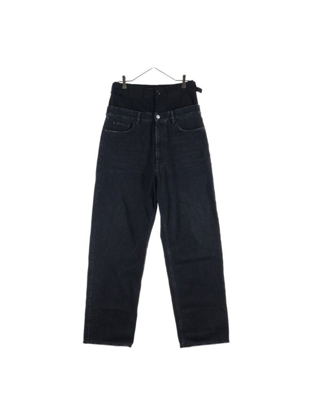 Balenciaga 21 AW Laid Wide Denim Pants Layered Black